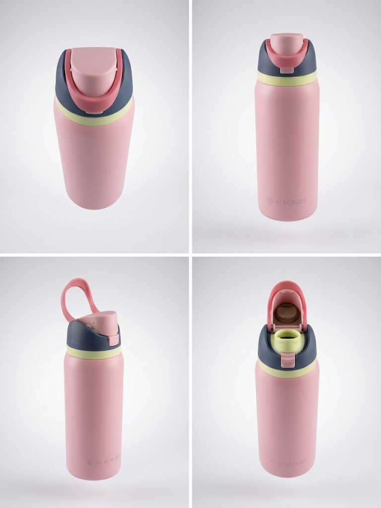 Vi Scrubs Vital Hydration Water Bottle Pink