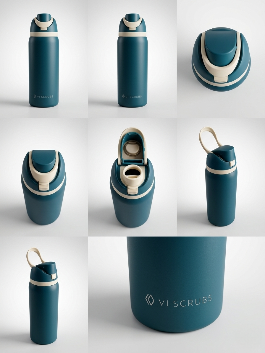 Vi Scrubs Vital Hydration Water Bottle Teal